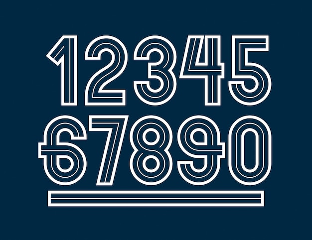Vector retro regular numbers collection for use in logo design