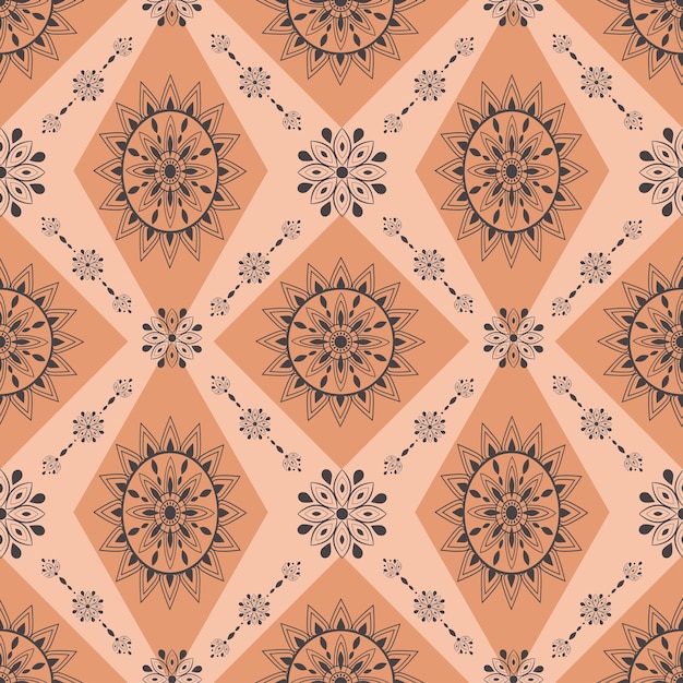 Vector seamless mandala with a pattern.Patterned background with doodles.Vintage decorative element