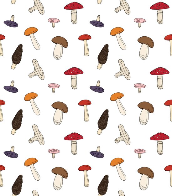 vector seamless pattern of mushroom