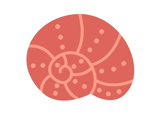 vector seashell in flat design red spiral seashell with dots mollusk