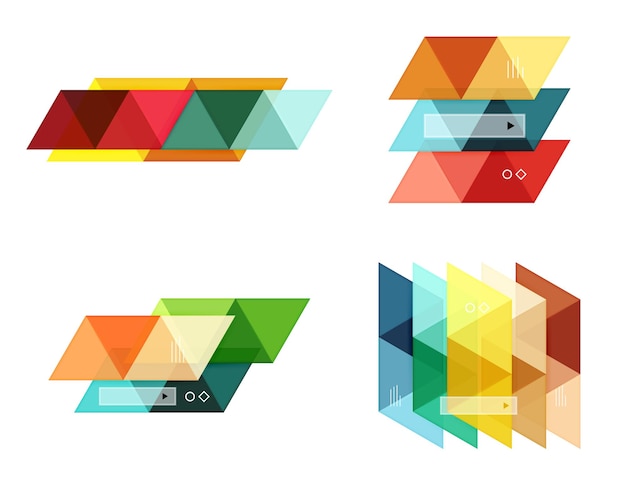 Vector set of blank geometric infographic web boxes created with triangles Backgrounds for workflow layout diagram number options or web design