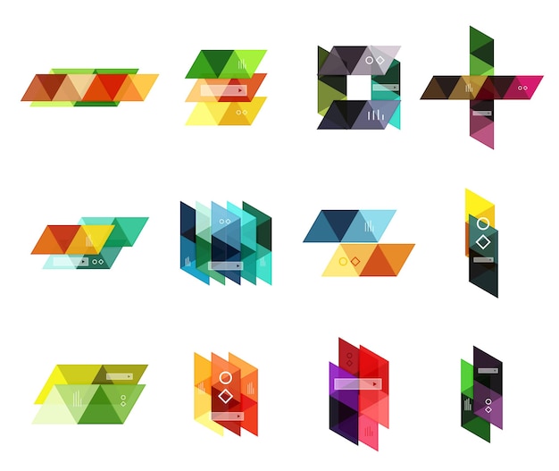 Vector set of blank geometric infographic web boxes