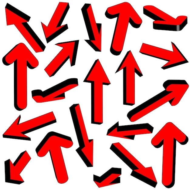 Vector set of red arrows