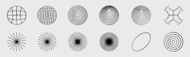 Vector set of Y2K Big collection of abstract graphic geometric objects Objects in y2k style