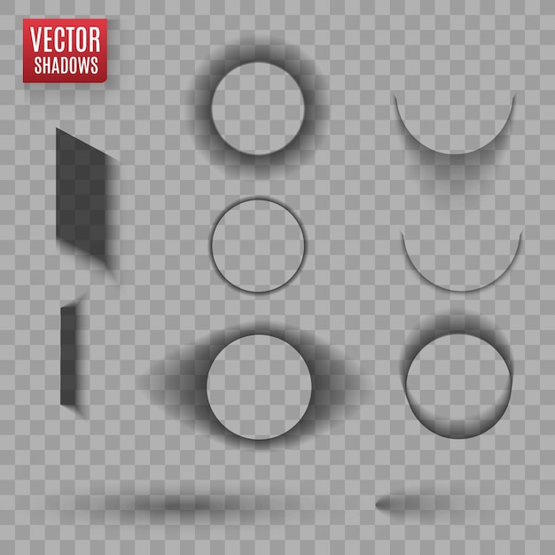 Vector shadows isolated Transparent shadow realistic illustration Page divider with transparent