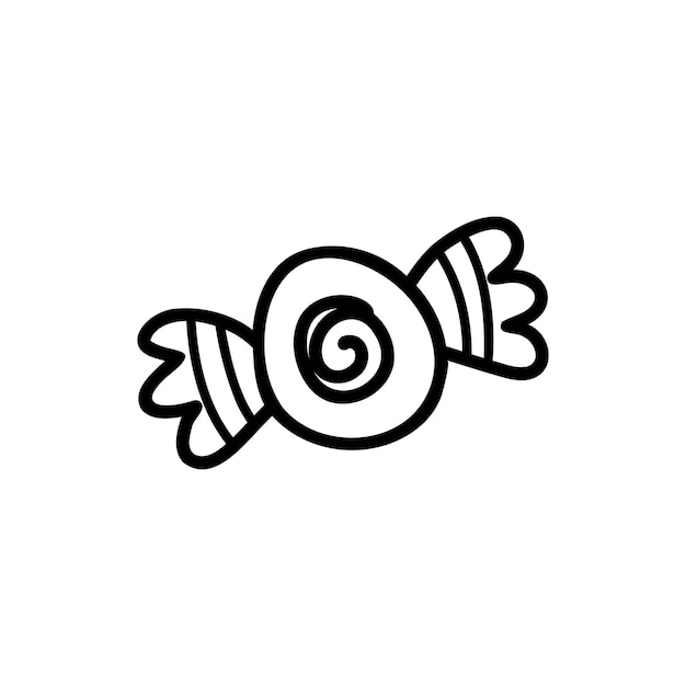 Vector single image of candy in wrappd in doodle style element for design
