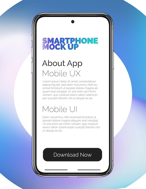 Vector smart phone frameless with transparent blank screen front view in circle for infographics presentation or UI design interface Mockup of realistic and detailed new cell phone
