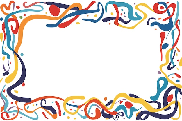 vector squiggle frame with vibrant color and funny plant and fruits element