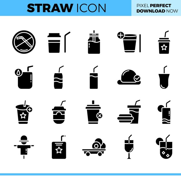 Vector Straw icon set