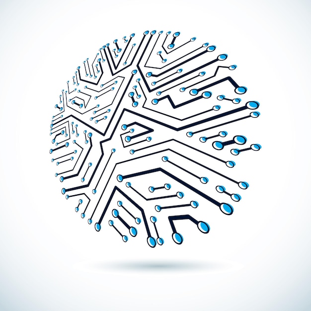 Vector technology cpu design with circular microprocessor scheme. Computer circuit board, digital element.