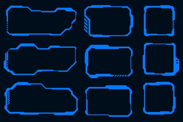 Vector technology futuristic frame element HUD scifi square shape design