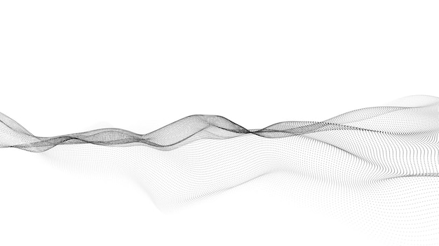 Vector wave with motion dots Abstract digital background Concept connection big data Futuristic technology backdrop 3D rendering