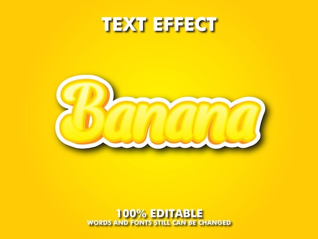 vector yellow banana text effect editable fruit and natural text style
