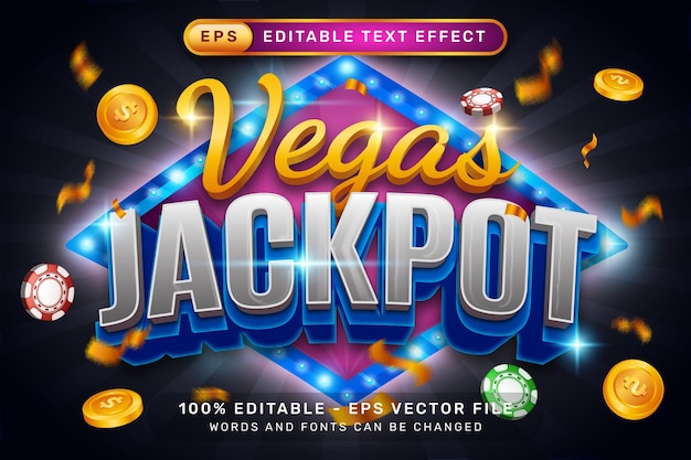 vegas jackpot 3d text effect and editable text effect with light border