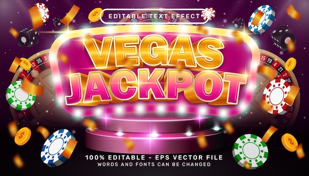 vegas jackpot 3d text effect and editable text effect
