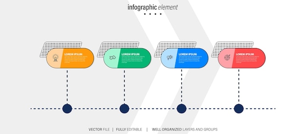 Vektorová plochá šablona obchodní infografiky se 4 kroky