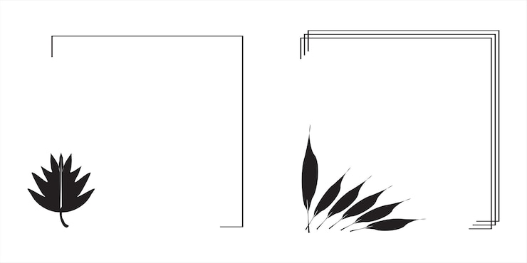 Vektor vektorová sada čtvercových okrajových designů s minimalistickými květinovými uzly