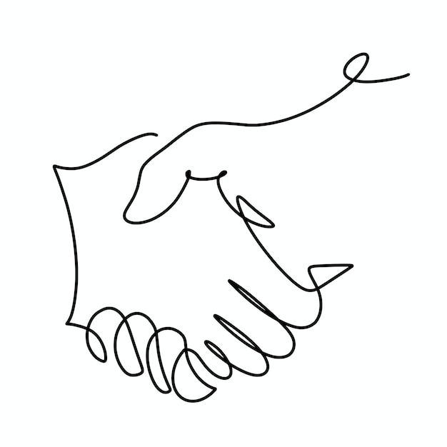 Vektorová souvislá ilustrace potřesení rukou jednou čarou