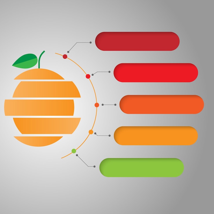 Vektor vektorové oranžové ovoce infografika čerstvá ovocná šťáva pro zdraví krok výsledku
