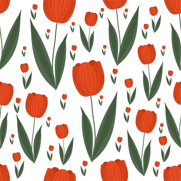 Vibrant tulip vector pattern on isolated background