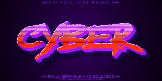 vintage 80s text effect editable retro future and cyber space text style