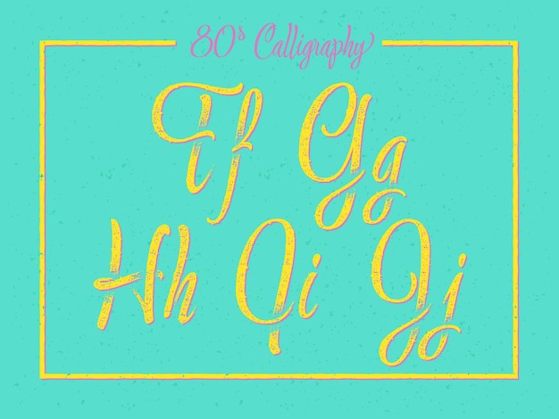 Vintage Calligraphic Script Font Set with Rough Textured Surface