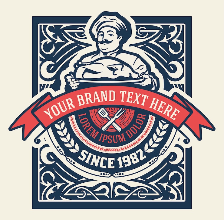 Vektor vintage logo restaurace s kuchařem
