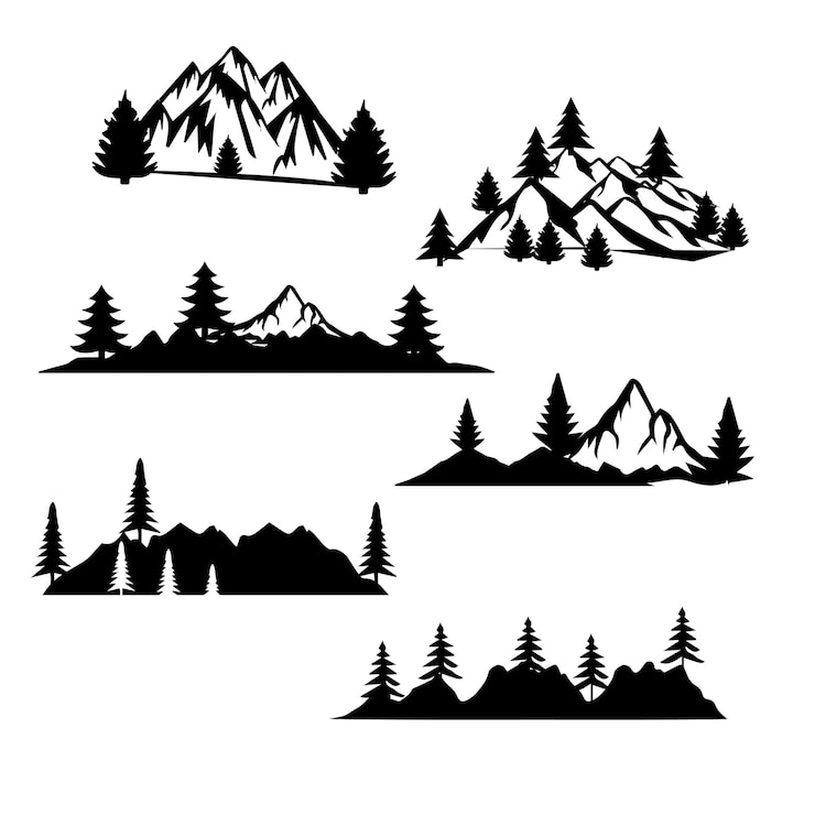 Vektor vintage monochrome mountains se