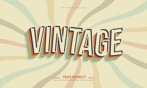 Vintage retro grunge texture lettering style colorful rainbow vector text effect font typography