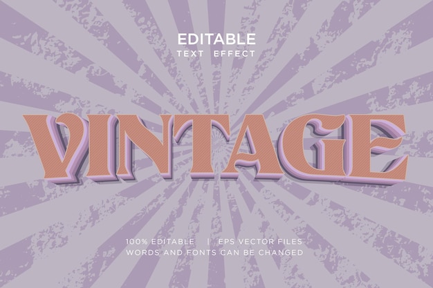 vintage retro text effect template with 3d style editable font effect