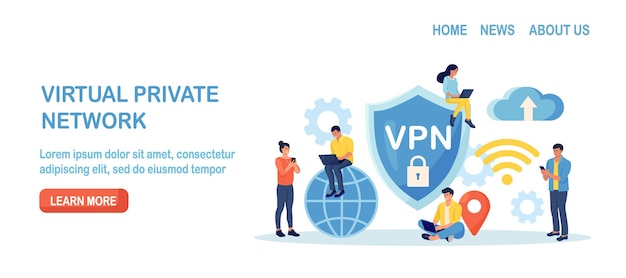 Virtual Private Network People Using VPN Technology System to Protect his Personal Data in Smartphone Computer Secure Network Connection and Privacy Protection Cyber Security Traffic Encryption
