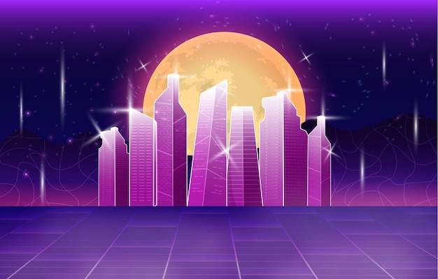 virtual universe background with futuristic building