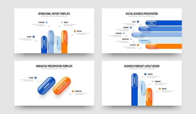 visual report 4 5 2 3 element infographic presentation template collection