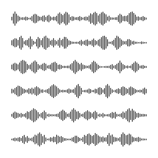 Voice message mail Social media chat conversation Messaging app music player audio or video editor interface element Voice assistant recorder Sound wave pattern Vector illustration