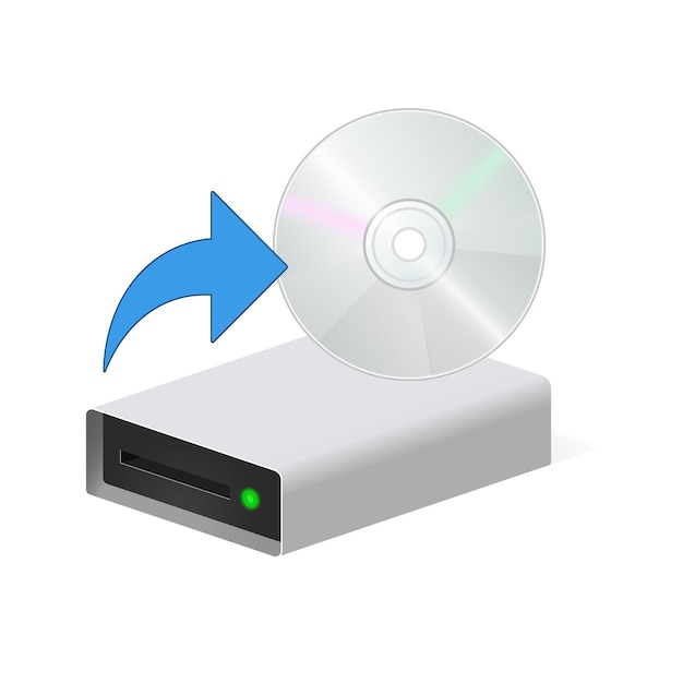 volumetric disk drive with compact disc icon for personal computer 3d color icon