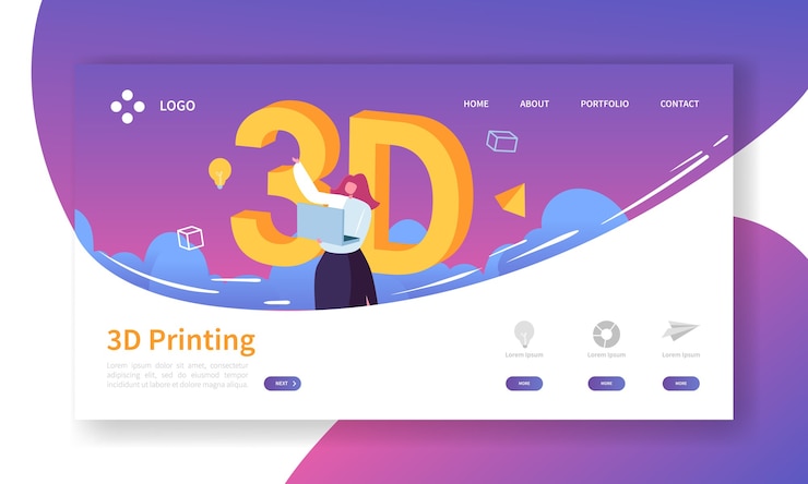 Vektor vstupní stránka technologie 3d tisku