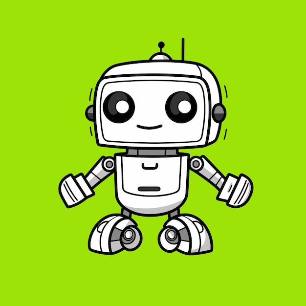 Vtipná vektorová ikona jednoduchého robota v plochém stylu izolovaná na neutrálním pozadí