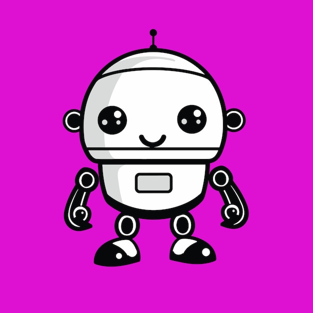 Vtipná vektorová ikona jednoduchého robota v plochém stylu izolovaná na neutrálním pozadí