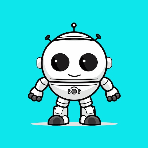 Vtipná vektorová ikona jednoduchého robota v plochém stylu izolovaná na neutrálním pozadí