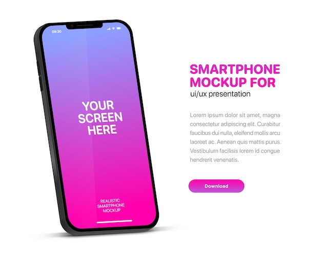 Vysoce kvalitní 3D renderování mockupu smartphonu s různými úhly a izolovaným pozadím pro zobrazení mobilní aplikace