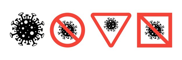 Výstražné znamení koronavirus. Zastavte koronavirus. Propuknutí koronaviru. Nebezpečí koronaviru a riziko pro veřejné zdraví. Propuknutí nemoci a chřipky. Koncept pandemie s nebezpečnými buňkami. Vektorová ilustrace