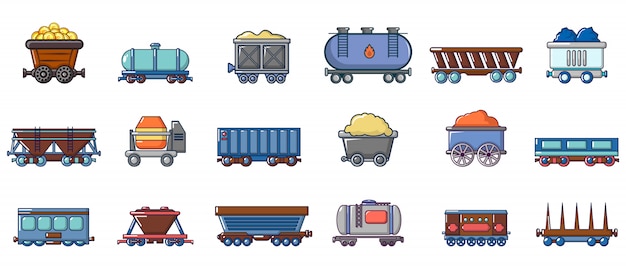Wagon icon set. Cartoon set of wagon vector icons set isolated