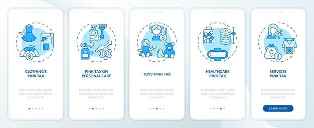 Walkthrough pink tax with blue thin line icons