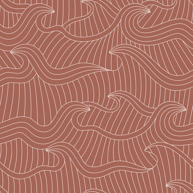 water wave ocean sea lake seamless pattern Abstract simple line brown background for textile package