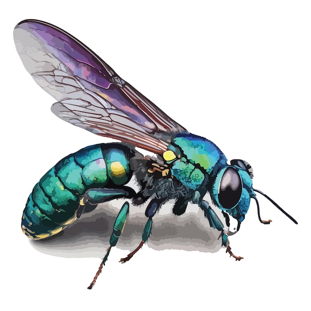 watercolor colorful cuckoo wasp vector