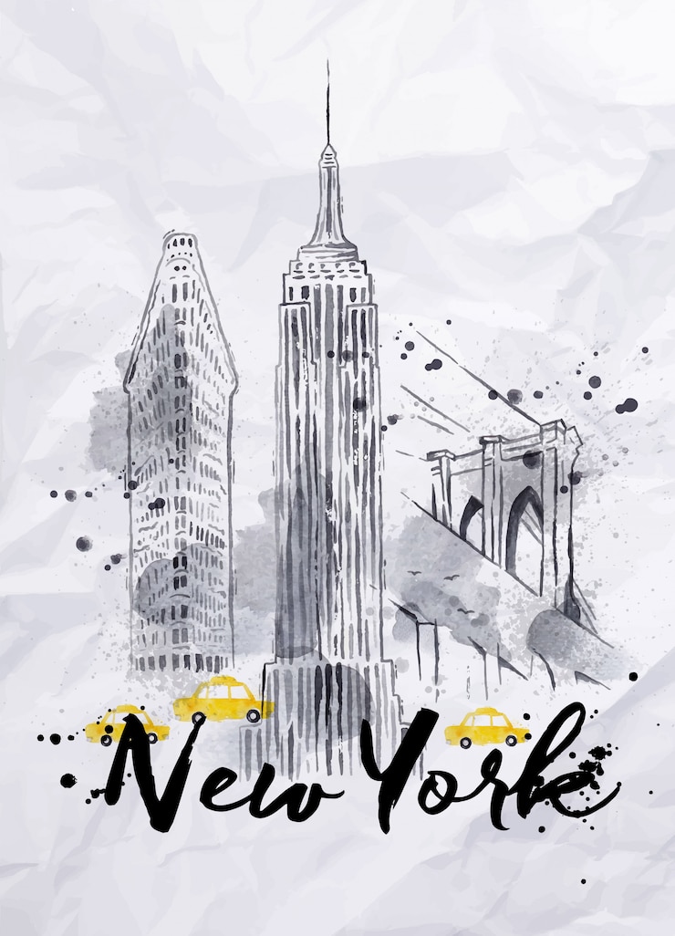 Vektor watercolor new york buildings