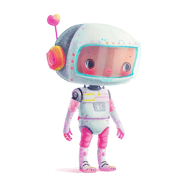 watercolor of robot white background 10