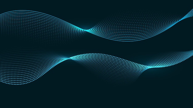 wave line art illustration technology background