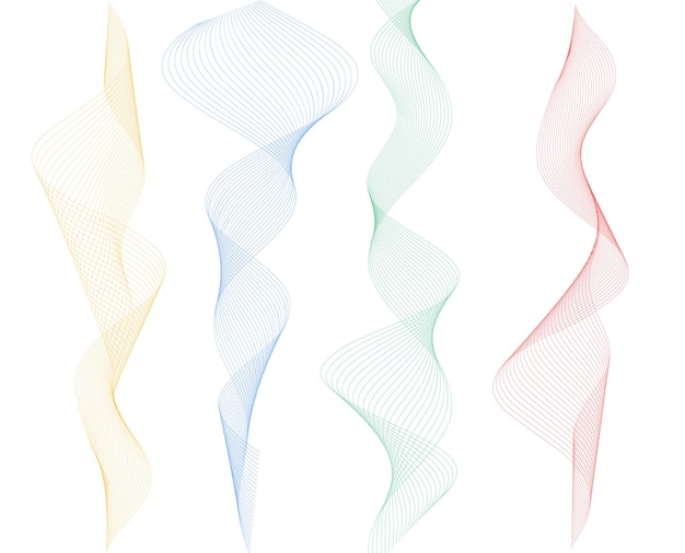 Wave of the many colored lines Abstract wavy stripes on a white background isolated Creative line art Vector illustration EPS 10 Design elements created using the Blend Tool Curved smooth tape