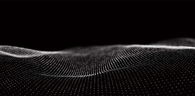 Wave of white particles Abstract technology flow background Future vector illustration
